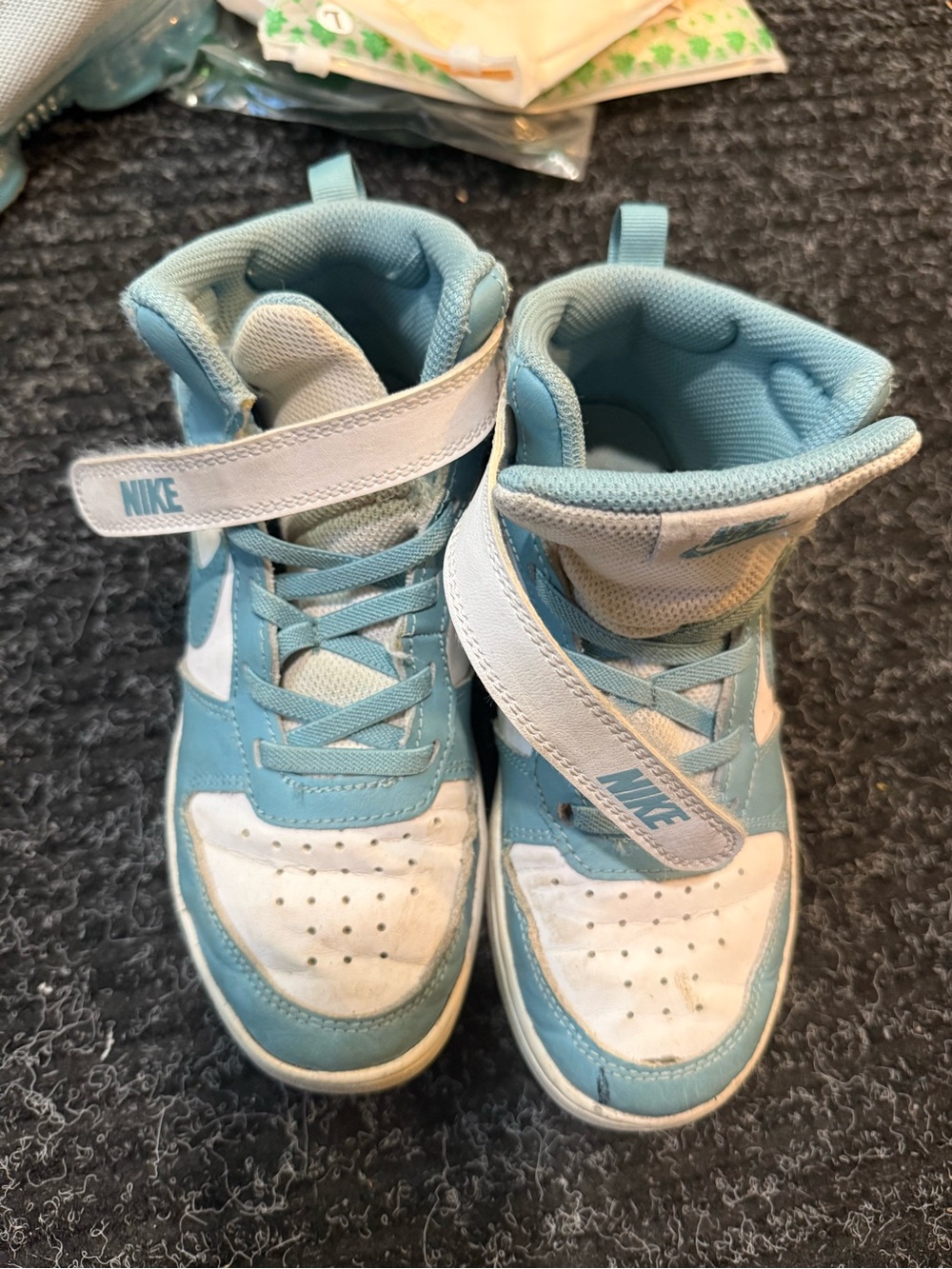 Nike Kids High-Top Sneakers in Light Blue and White